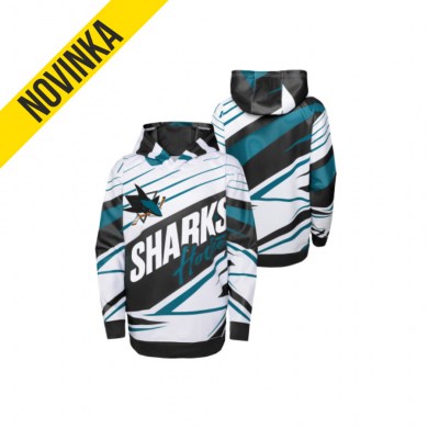 NHL, mikina, ADEPT, QUARTERBACK, PULLOVER, SUBLIMATED, HOODIE, SAN, JOSE, SHARKS, JR, detská